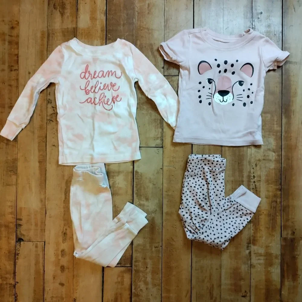 Old Navy pajama sets 2T girls cotton spring bundle of 2 sets pink tie dye